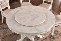 Table à manger de style marbre, plateau rond avec centre rotatif