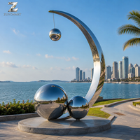 Moderne Edelstahl-Kugelskulptur Spiegelpolierte Metallkugel-Kunst Maßgefertigte Große Außendekoration für Garten, Plaza und Hotel