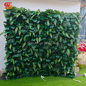 SMOOTH Luxury Events Birthday Party Decoration Fabric Backing Green Flower Wall With <b>White</b> Flowers - Product Image 6