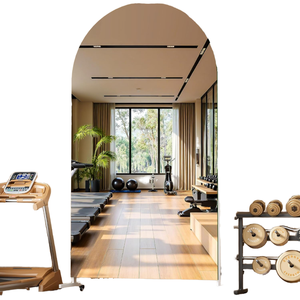<b>Arched</b> <b>Full</b> <b>Length</b> Metal Framed Handmade Contemporary Dressing Room <b>Mirror</b> Wheels 360 Swivel Rolling HD Tempered Glass Floor - Product Image 5