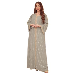 Robe Kaftan Longue à Manches Longues et Col en V, Respirante et Lisse, Abaya pour Femmes Musulmanes, Robe Africaine pour Femmes, Dubaï 2026 - Product Image 2