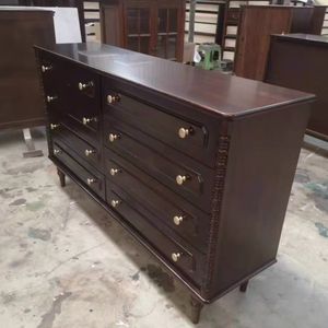 Cómoda de Madera Maciza Estilo Americano, Cajonera de Ocho Cajones, Gabinete de Almacenamiento de Caoba, Muebles para Dormitorio - Product Image 1