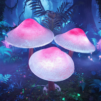 5 pièces en un groupe Unique champignon lampe ornement Sculpture lumière fantaisie fibre de verre champignon lampe pour Avatar scène jardin décor