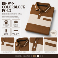Polo Homme ODM à Col Contrastant et Blocs de Couleurs, Broderie Personnalisée, Respirant, Patchwork, Décontracté et Professionnel, Livraison Rapide