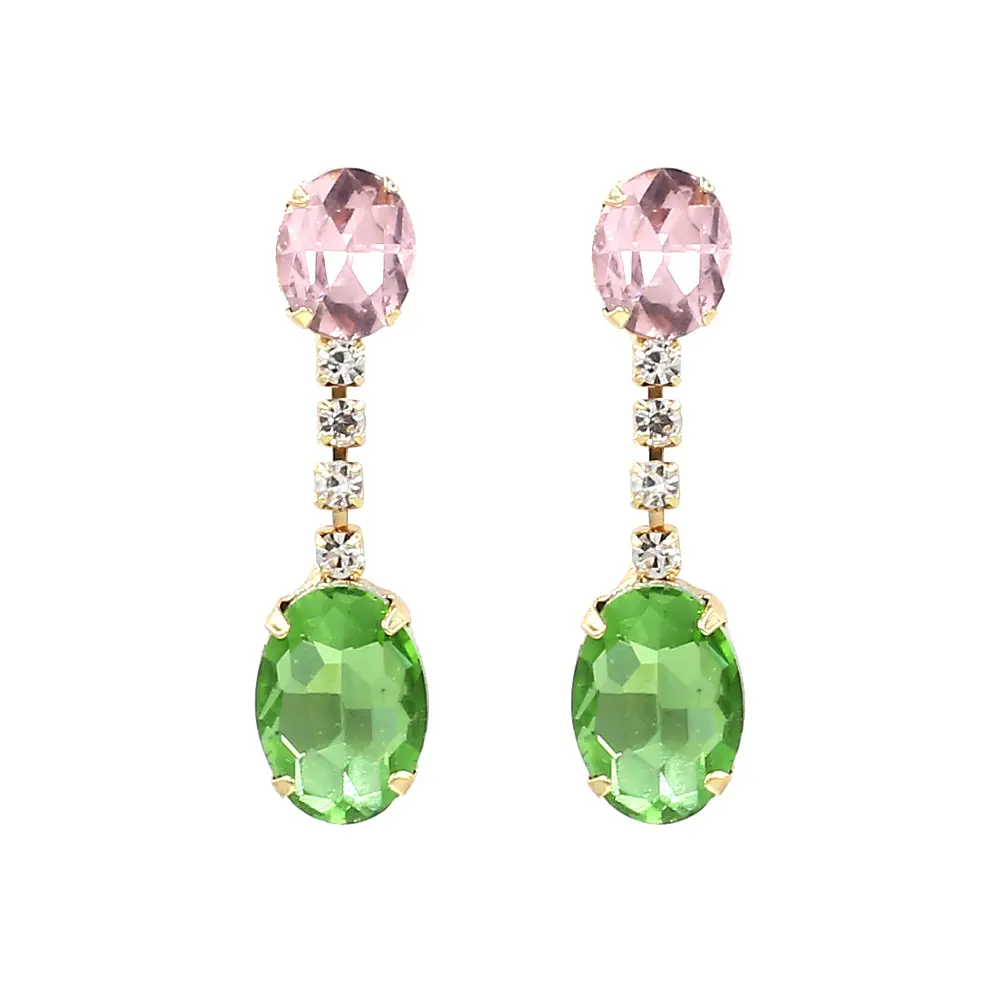 C&J ZA Fashion Jewelry Crystal Rhinestone Pop Gem Stud Beaded Earrings