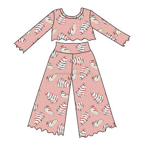 Boutique Kids Girls Clothing Set Custom <strong>Christmas</strong> Santa Print <strong>Baby</strong> Long Sleeve Lettuce Shirts and Wide Leg Pants <strong>Outfits</strong> - Product Image 4