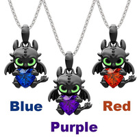 Halloween démon Dragon dessin animé collier cristal verre alliage pendentif Anime personnage bijoux enfants cadeau Souvenir accessoires