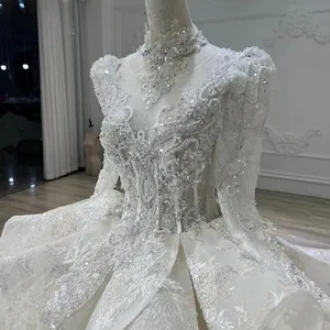 Crystal Lace Ball Gown Modern Embroidery Pearls Beading Bridal Skirt Wedding dress bride sayabridal gown