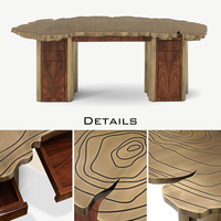 Bureau d'ordinateur contemporain pour la maison et le bureau, avec accents en laiton et plateau gravé – Vente en gros
