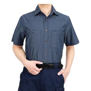 Chemises de travail pour hommes à manches courtes boutonnées, coupe <span class=keywords><strong>d</strong></span>écontractée légère, 100% chambray C, extra-douces, avec poches utilitaires, pour l'<span class=keywords><strong>été</strong></span> - Product Image 5