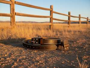 Cinturón con Remaches de Cabeza de Caballo Estilo Vaquero Occidental, 4.2cm x 120cm, Marrón Oscuro, 2 Unidades #   Estilo de Hebilla Metálica - Product Image 2