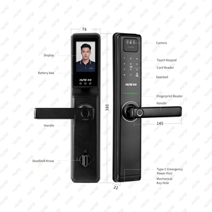 Serrure Connectée <span class=keywords><strong>HUNE</strong></span> Smart UL, Cylindre à Modes de Déverrouillage Multiples, Serrure de Porte Électronique WiFi Durable avec Clé, Pavé Tactile et Poignée à Empreinte Digitale - Product Image 3
