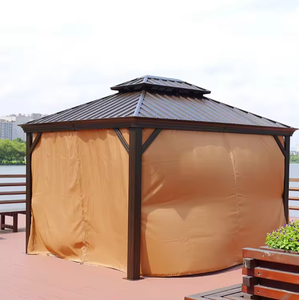 Tuoye hai lớp cứng hàng đầu gian hàng gazebo mạ kẽm thép nhôm mái nhà gỗ tự nhiên áp lực rèm cửa lưới Min. order 1 Bộ - Product Image 1