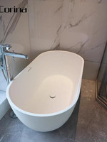 Baignoire autoportante en surface solide de 1600 mm de profondeur pour hôtels et villas de luxe