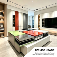 Panneaux MDF modernes anti-UV et mélaminés avec émission E2 pour portes d'armoires de cuisine haute brillance (Qualité supérieure)