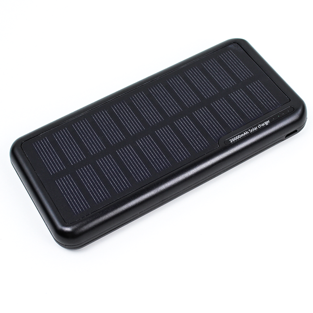 2025 New Arrivals KL-YD43 Power Bank Solar Panel Charger Large Capacity 20000mAh Black Li-Polymer Solar Power Bank