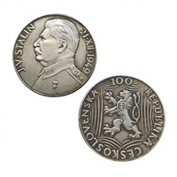 Pièces de monnaie commémoratives de style antique de 100 et 50 Korun de Tchécoslovaquie de 1949, avec Staline et le Lion, cadeaux, décoration de la maison