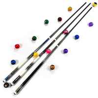 Tongkat Biliar Serat Karbon 2-Piece Center Joint 12.5mm dengan Pegangan Kulit Panjang 147cm untuk Snooker & Pool