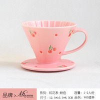 Desain Asli Cangkir Filter Kopi Porselen Gaya Drip untuk 1-4 Orang dengan Gagang Lukis Tangan untuk Penyaringan Kopi