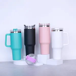 New Arrival 40 Oz Tumbler With Handle And Straw Lid 2024 Travel Tumbler Insulated Reusable Stainless Steel Water Bottle