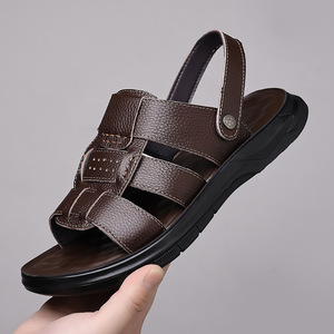 Sandalias Cruzadas para Hombre, Primera Capa de Piel de Vaca, Punta Abierta, Suela de Goma Antideslizante, Zapatos Casuales - Product Image 3