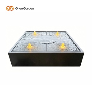 น้ำพุเหล็กทรงสี่เหลี่ยมทันสมัย Gnee Garden พร้อมไฟ LED เคลือบสีฝุ่น ตั้งพื้นได้ เหมาะสำหรับจัดสวนภายนอก - Product Image 4