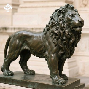Statue de lion couché en bronze décorative pour jardin extérieur, sculpture en métal grandeur nature pour villa - Product Image 2