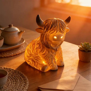 Highland Cattle <b>Lamp</b> Resin Table <b>Lamp</b> Led Night Light Tap Control <b>Usb</b> Power Home Decor - Product Image 2