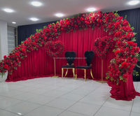 Nouveau mariage événement salle décor réglable hauteur métal arc rouge fleur coureur draperie toile de fond support ensemble