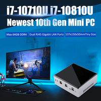 Mini PC de jeu EGLOBAL CORE I7 10710U 4,9 GHz 6 cœurs 16 Go + 512 Go SSD M.2 AC WIFI & BT WIN11 PRO Double LAN 4K pour entreprise Prise UK