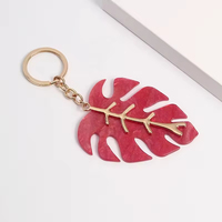 Porte-clés en métal feuille de palmier tropicale, breloque Monstera ajourée, pendentif plante verte, cadeau personnalisé