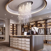 BALOM Dressing Moderne de Luxe Personnalisé avec Îlot Central et Éclairage LED pour Chambre à Coucher, Meubles de Dressing OEM en Gros