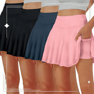 Offre spéciale sur Temu : Lot de 4 jupes-shorts fluides taille haute pour femmes, jupes décontractées avec poches, idéales pour le tennis, le golf, la course et les activités sportives. - Product Image 3