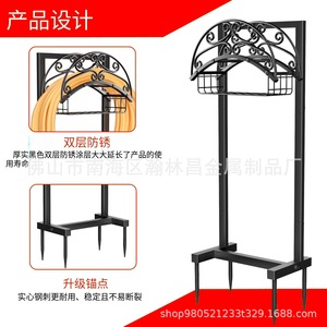 Heavy Duty Freestanding <b>Garden</b> <b>Hook</b> Storage Rack 45 Inch Black Powder Coated Outdoor Hose Holder For Patio Lawn <b>Garden</b> - Product Image 4
