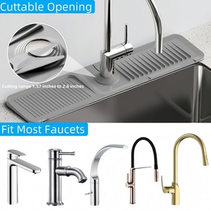 Easy Installation Silicone Faucet <b>Shelf</b> Rectangle Sink Water Splash Guard with Drainage <b>Basket</b> - Product Image 5