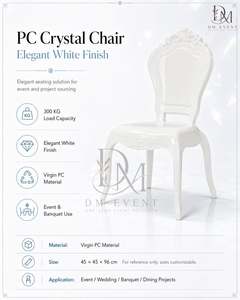 Silla Barroca de Resina Blanca de una Pieza, Estilo Francés, para Bodas, Banquetes y Eventos, Proveedor Mayorista de Muebles - Product Image 2