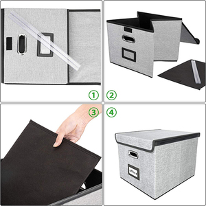 DuoYou Modern Dobrável Tecido Pendurado Arquivamento Caixas De Armazenamento Retângulo Dobrável PC Plástico Empilhável <span class=keywords><strong>File</strong></span> <span class=keywords><strong>Organizer</strong></span> Handle Novo - Product Image 4