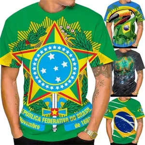 Fashion Brazil Flag National Emblem Graphic T Shirts For Men 3d Print Casual T-Shirts Short Sleeve Mens Streetwear Tee Tops