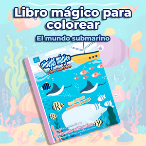 หนังสือเวทมนตร์ระบายสีโลกใต้ทะเล การ์ตูนภาพวาดพร้อมน้ำสำหรับเด็ก - Product Image 1