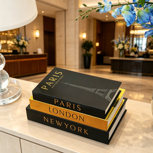 Lot de 3 boîtes de rangement discrètes en forme de livres, motif imprimé doré, thème villes New York, Londres, <span class=keywords><strong>Paris</strong></span>, pour la décoration de la maison et des hôtels - Product Image 6