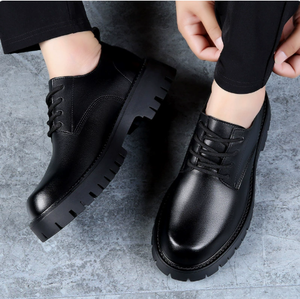 <b>Men</b> Round Toe Oxfords Lace Up Leather Dress <b>Shoes</b> Chunky Sole PU Lining EVA Midsole Rubber Outsole All Seasons Office Casual - Product Image 3