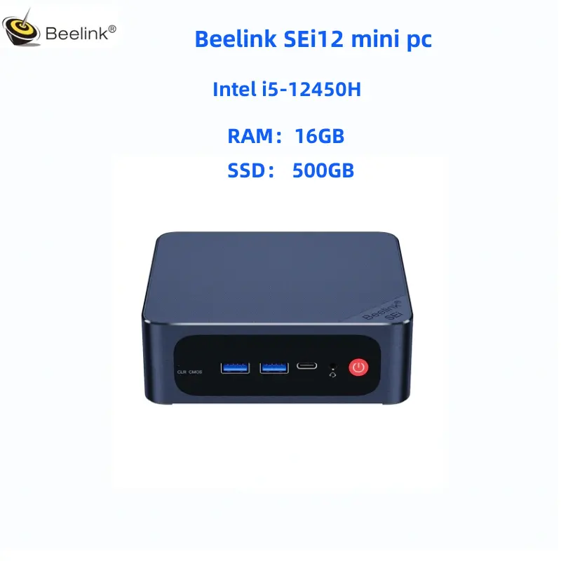 新しいBeelinkSEi12ミニPCIntel 12th Gen i5 12450H RAM 16GB SSD 500GB DDR4 Type C beelinkミニPCゲーマーミニPC