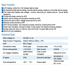 Tuya cuộc sống thông minh Din Rail Single phase năng lượng Meter AC 230V 50Hz 60Hz Power Monitor thông minh ngắt mạch - Product Image 5