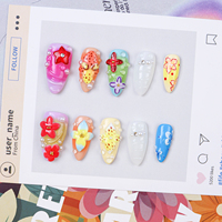 Presse sur les ongles faite à la main réutilisable de luxe personnalisé 10 pièces Amande 3d Fleur vente en gros de faux ongles avec de la colle