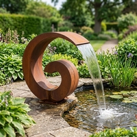 Statue de jardin moderne résistante à l'eau et au feu, décoration extérieure, sculpture en acier corten, fontaine personnalisée, écologique