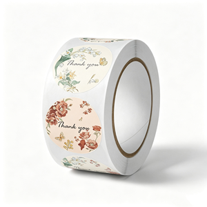 Autocollants ronds floraux de remerciement, étiquettes adhésives en papier pour boîte cadeau, enveloppe, sac en papier, emballage artisanal, écologiques - Product Image 5