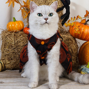 Costume d'Halloween pour animaux de compagnie, robe à imprimé citrouille pour chats, petite taille, en polyester, design mignon - Product Image 2