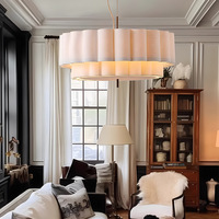 Lustres modernes à tambour, suspension à 2 niveaux avec abat-jour en tissu rond à motif floral, pour salle à manger, chambre, salon, cuisine, hall d'entrée