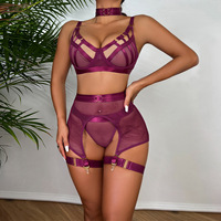 Vente en gros personnalisée Ensemble de lingerie femme sexy grande taille-Soutien-gorge culotte décoré en dentelle porte-jarretelles