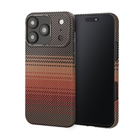 Coque de téléphone de luxe en fibre d'aramide compatible avec la recharge magnétique sans fil pour iPhone 17/17 Pro Max, motif unique Coucher de soleil et Lune, vente en gros